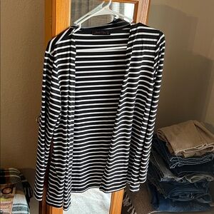 Black and White Striped Women's Cardigan